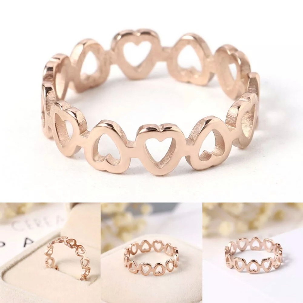 Rose Gold Open Heart Ring - Picture 3 of 7